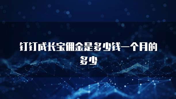 钉钉成长宝佣金是多少钱一个月的多少
