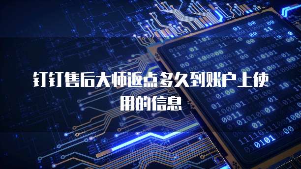 钉钉售后大师返点多久到账户上使用的信息