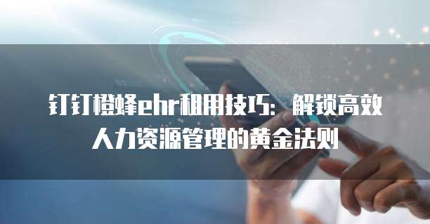 钉钉橙蜂ehr租用技巧：解锁高效人力资源管理的黄金法则