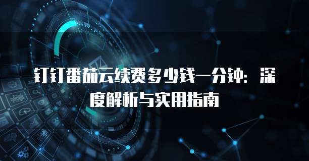 钉钉番茄云续费多少钱一分钟：深度解析与实用指南