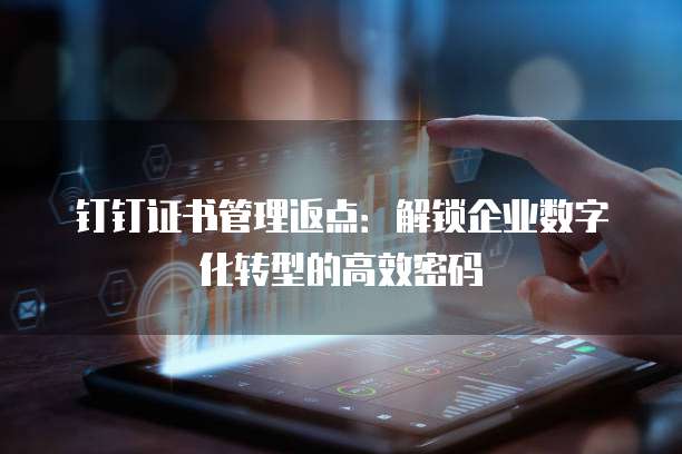 钉钉证书管理返点:解锁企业数字化转型的高效密码