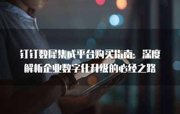 钉钉数犀集成平台购买指南：深度解析企业数字化升级的必经之路