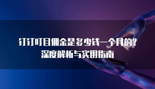 钉钉盯目佣金是多少钱一个月的？深度解析与实用指南