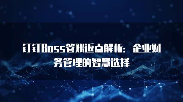 钉钉Boss管账返点解析:企业财务管理的智慧选择