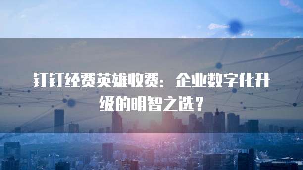 钉钉经费英雄收费:企业数字化升级的明智之选?