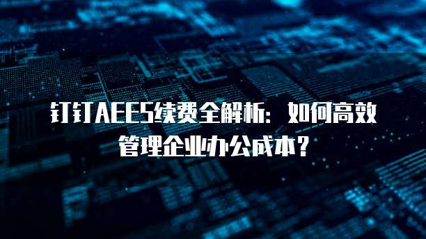钉钉AEES续费全解析：如何高效管理企业办公成本？