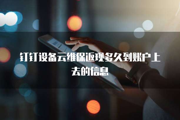 钉钉设备云维保返现多久到账户上去的信息