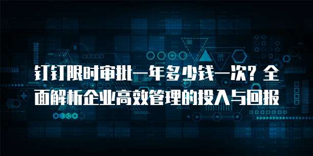 钉钉限时审批一年多少钱一次?全面解析企业高效管理的投入与回报