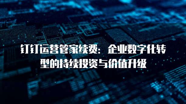 钉钉运营管家续费:企业数字化转型的持续投资与价值升级