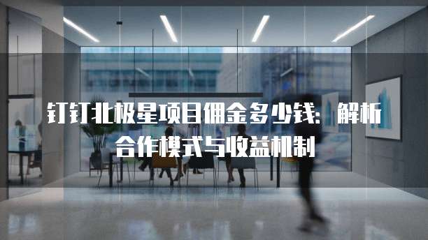 钉钉北极星项目佣金多少钱:解析合作模式与收益机制