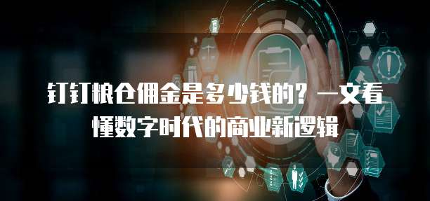 钉钉粮仓佣金是多少钱的?一文看懂数字时代的商业新逻辑