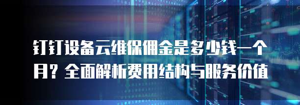 钉钉设备云维保佣金是多少钱一个月？全面解析费用结构与服务价值