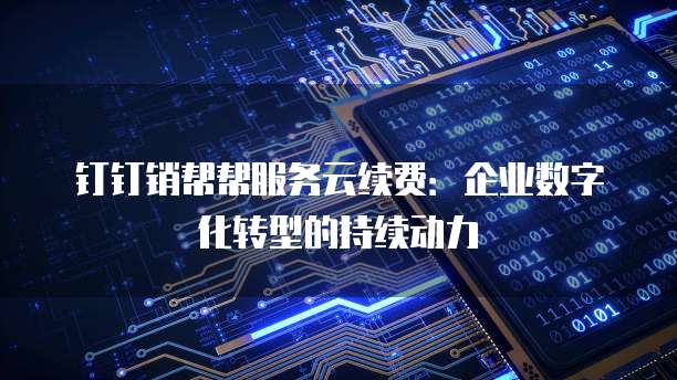 钉钉销帮帮服务云续费：企业数字化转型的持续动力