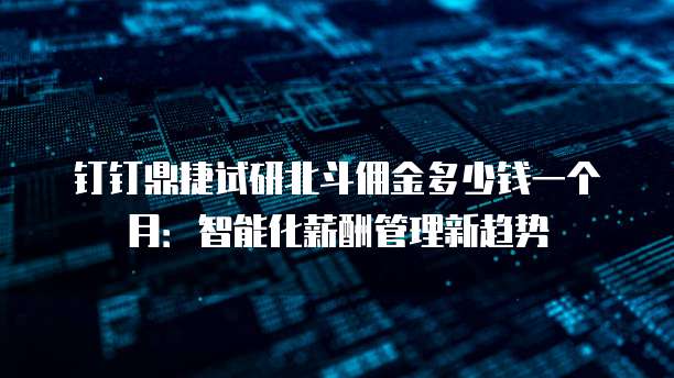 钉钉鼎捷试研北斗佣金多少钱一个月:智能化薪酬管理新趋势