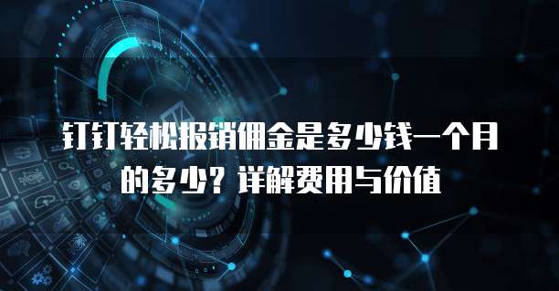 钉钉轻松报销佣金是多少钱一个月的多少？详解费用与价值