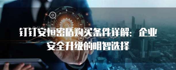 钉钉安恒密盾购买条件详解：企业安全升级的明智选择