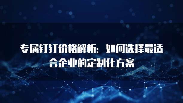 专属钉钉价格解析:如何选择最适合企业的定制化方案