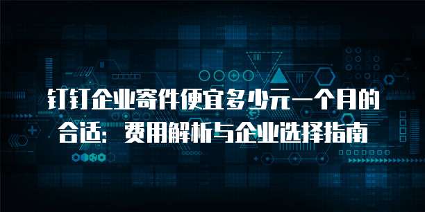 钉钉企业寄件便宜多少元一个月的合适:费用解析与企业选择指南