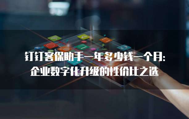 钉钉客保助手一年多少钱一个月:企业数字化升级的性价比之选