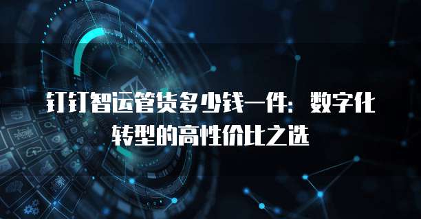 钉钉智运管货多少钱一件：数字化转型的高性价比之选