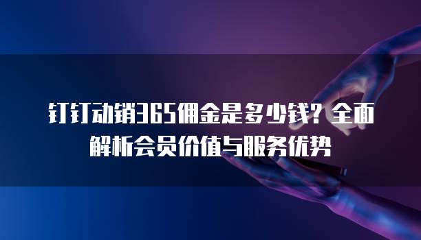 钉钉动销365佣金是多少钱?全面解析会员价值与服务优势