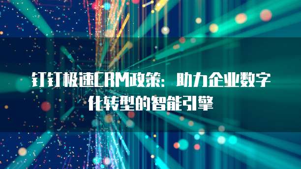 钉钉极速CRM政策:助力企业数字化转型的智能引擎