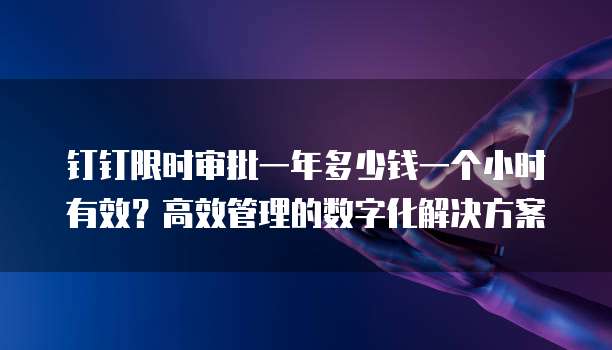 钉钉限时审批一年多少钱一个小时有效?高效管理的数字化解决方案