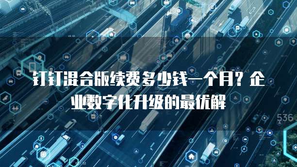 钉钉混合版续费多少钱一个月?企业数字化升级的最优解