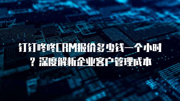 钉钉咚咚CRM报价多少钱一个小时？深度解析企业客户管理成本