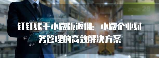 钉钉账王小微版返佣:小微企业财务管理的高效解决方案