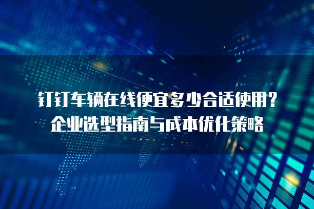 钉钉车辆在线便宜多少合适使用?企业选型指南与成本优化策略