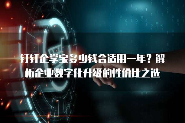 钉钉企学宝多少钱合适用一年?解析企业数字化升级的性价比之选
