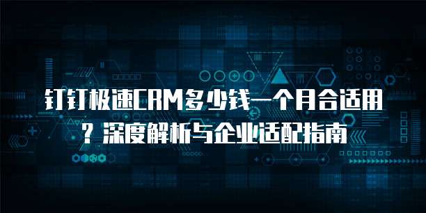 钉钉极速CRM多少钱一个月合适用？深度解析与企业适配指南