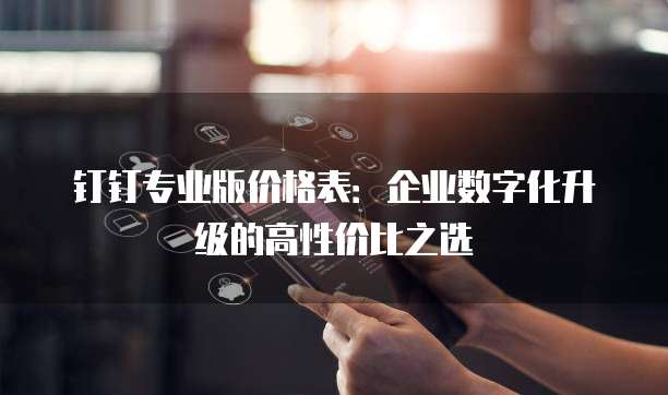 钉钉专业版价格表:企业数字化升级的高性价比之选
