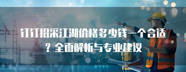钉钉招采江湖价格多少钱一个合适?全面解析与专业建议