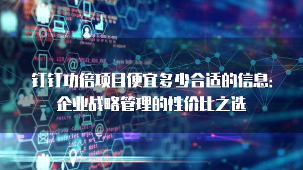钉钉功倍项目便宜多少合适的信息:企业战略管理的性价比之选