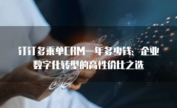钉钉多乘单CRM一年多少钱:企业数字化转型的高性价比之选
