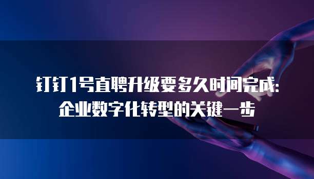 钉钉1号直聘升级要多久时间完成:企业数字化转型的关键一步