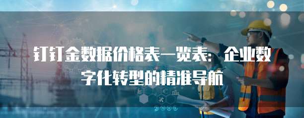 钉钉金数据价格表一览表：企业数字化转型的精准导航