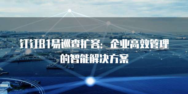 钉钉B1易巡查扩容:企业高效管理的智能解决方案