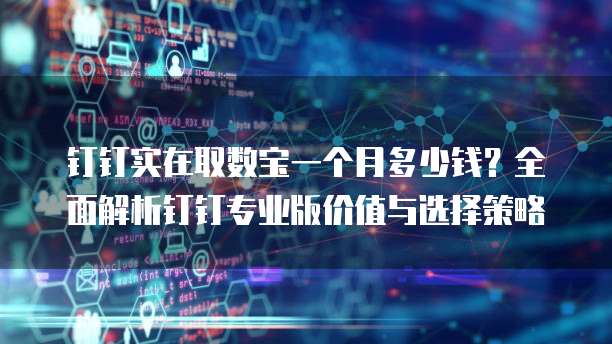 钉钉实在取数宝一个月多少钱?全面解析钉钉专业版价值与选择策略