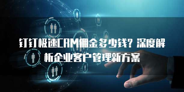 钉钉极速CRM佣金多少钱？深度解析企业客户管理新方案