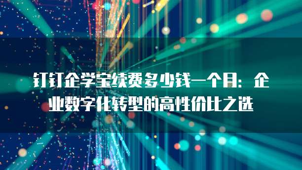 钉钉企学宝续费多少钱一个月:企业数字化转型的高性价比之选