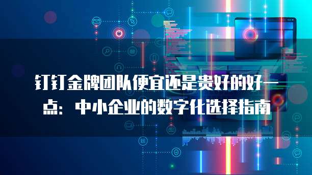 钉钉金牌团队便宜还是贵好的好一点：中小企业的数字化选择指南