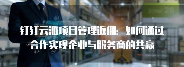 钉钉云派项目管理返佣：如何通过合作实现企业与服务商的共赢