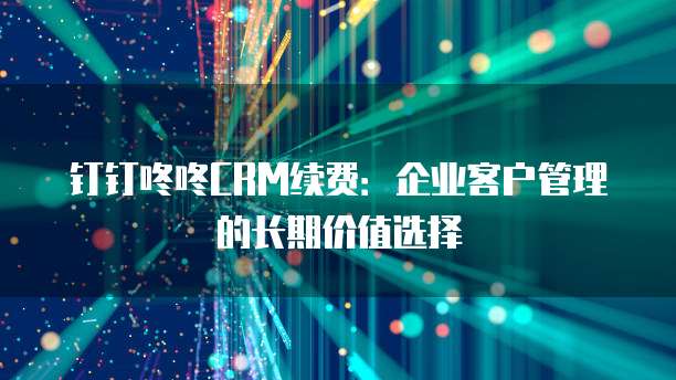 钉钉咚咚CRM续费：企业客户管理的长期价值选择