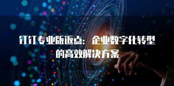 钉钉专业版返点:企业数字化转型的高效解决方案