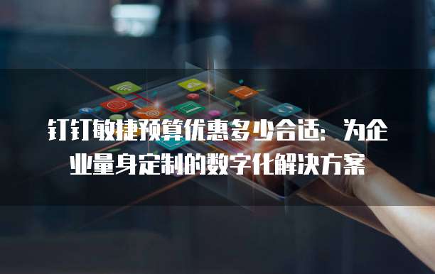 钉钉敏捷预算优惠多少合适:为企业量身定制的数字化解决方案