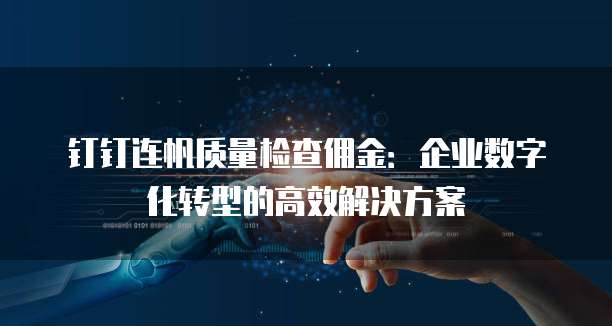 钉钉连帆质量检查佣金:企业数字化转型的高效解决方案