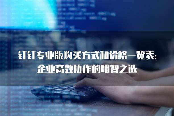 钉钉专业版购买方式和价格一览表：企业高效协作的明智之选